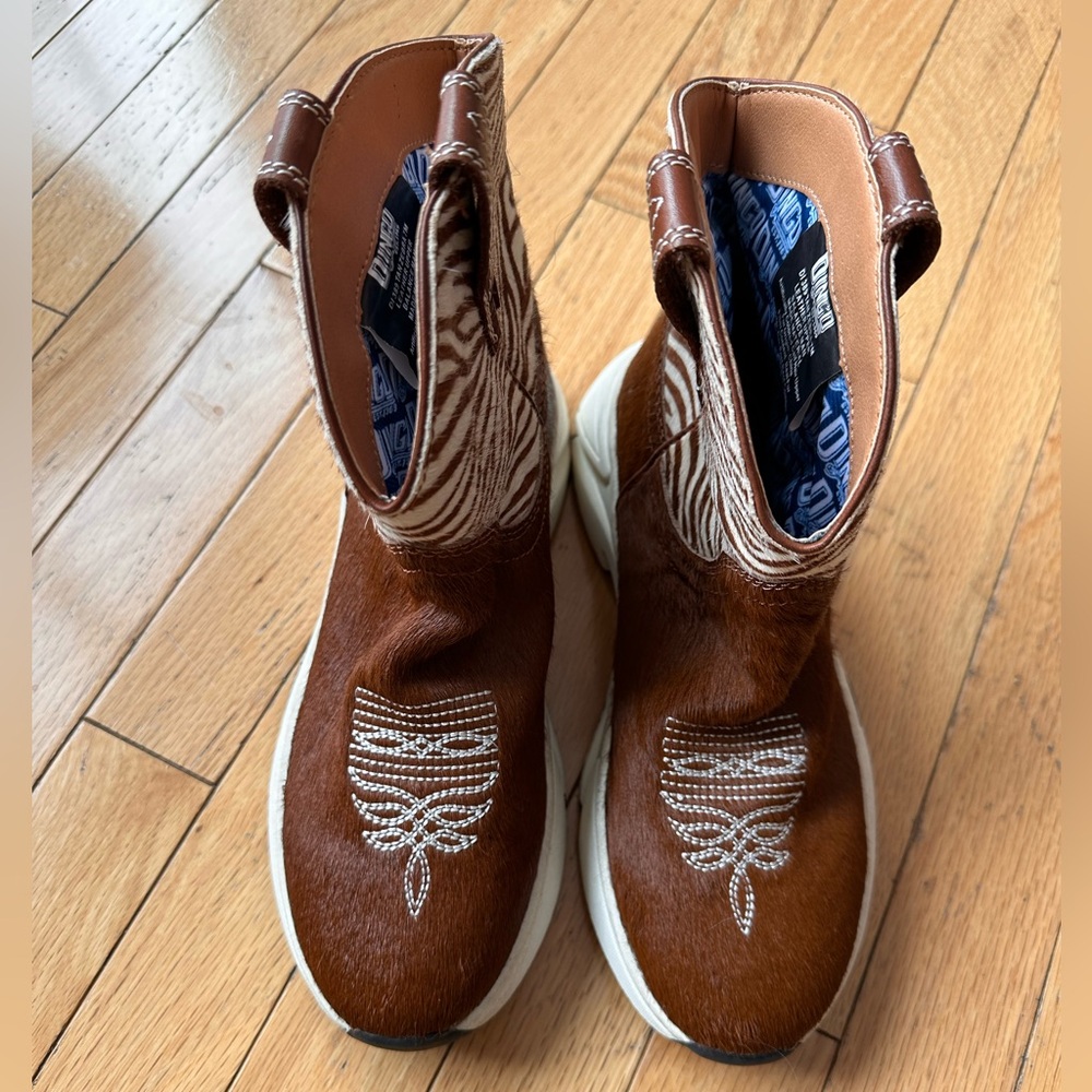 Dingo Safari calf hair, zebra print cowboy boots - Picture 2 of 7
